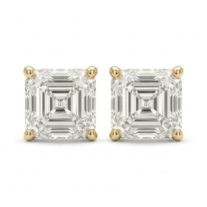 14K 2.00cttw Asscher Cut VS White Diamond Stud Earrings