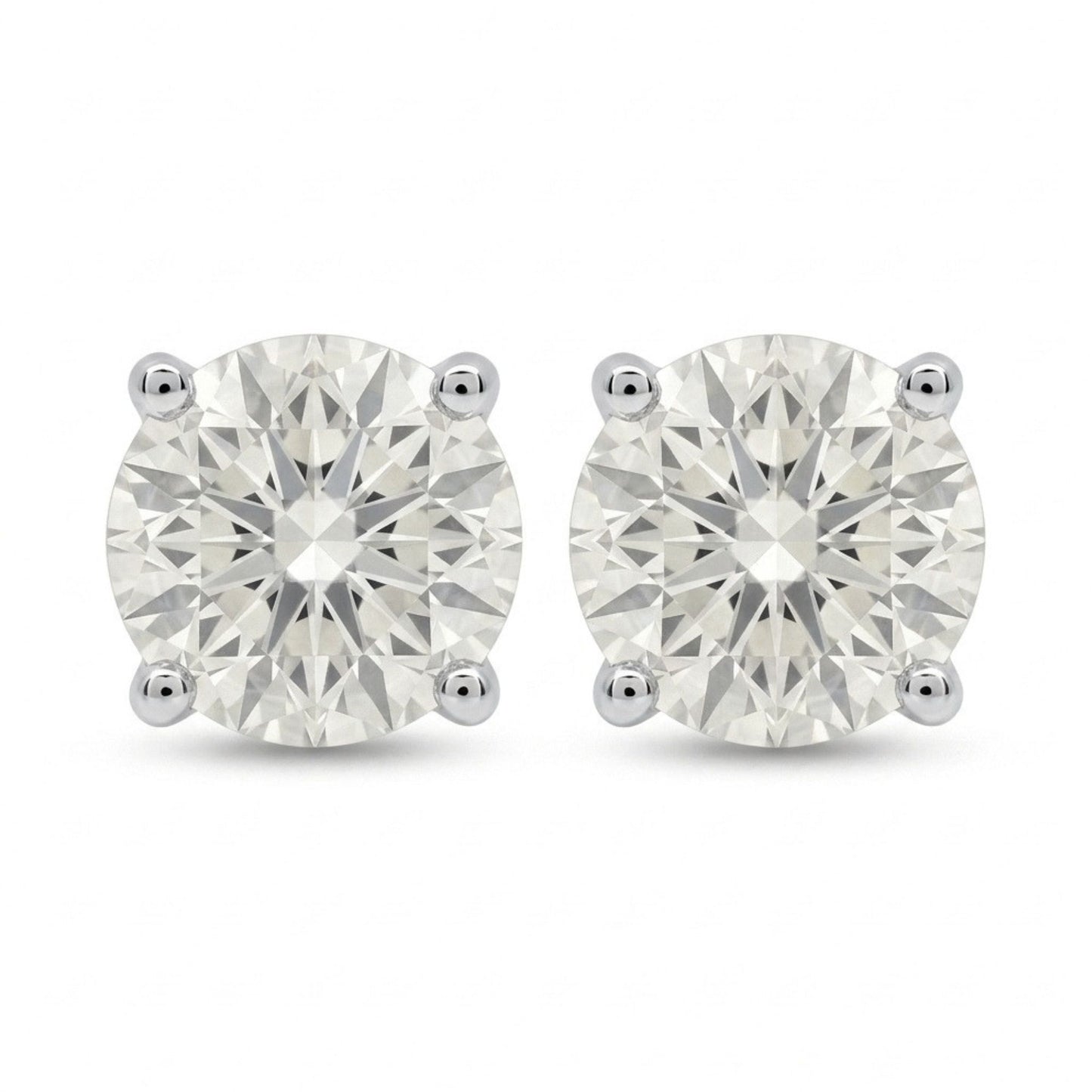 14K 2.00cttw Round VS White Diamond Solitaire Stud Earrings