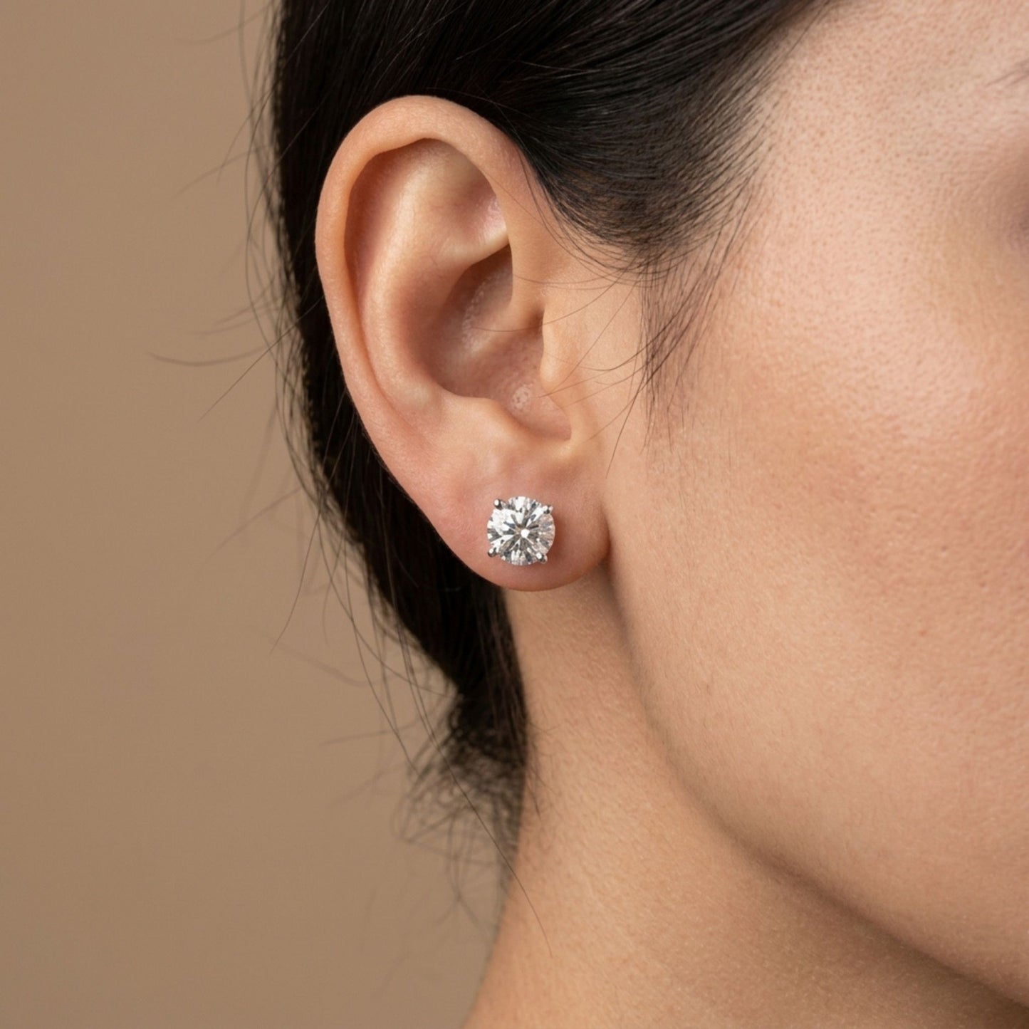 14K 2.00cttw Round VS White Diamond Solitaire Stud Earrings
