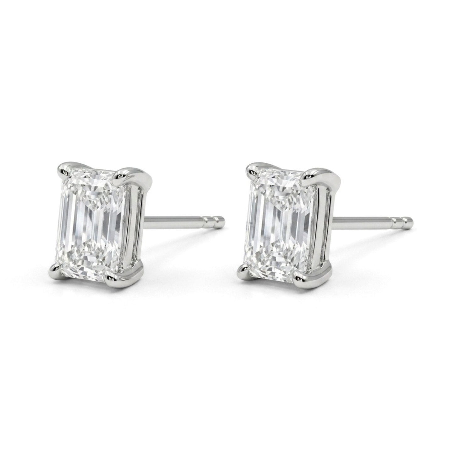 14K 1.00cttw Emerald Cut VS White Diamond Stud Earrings