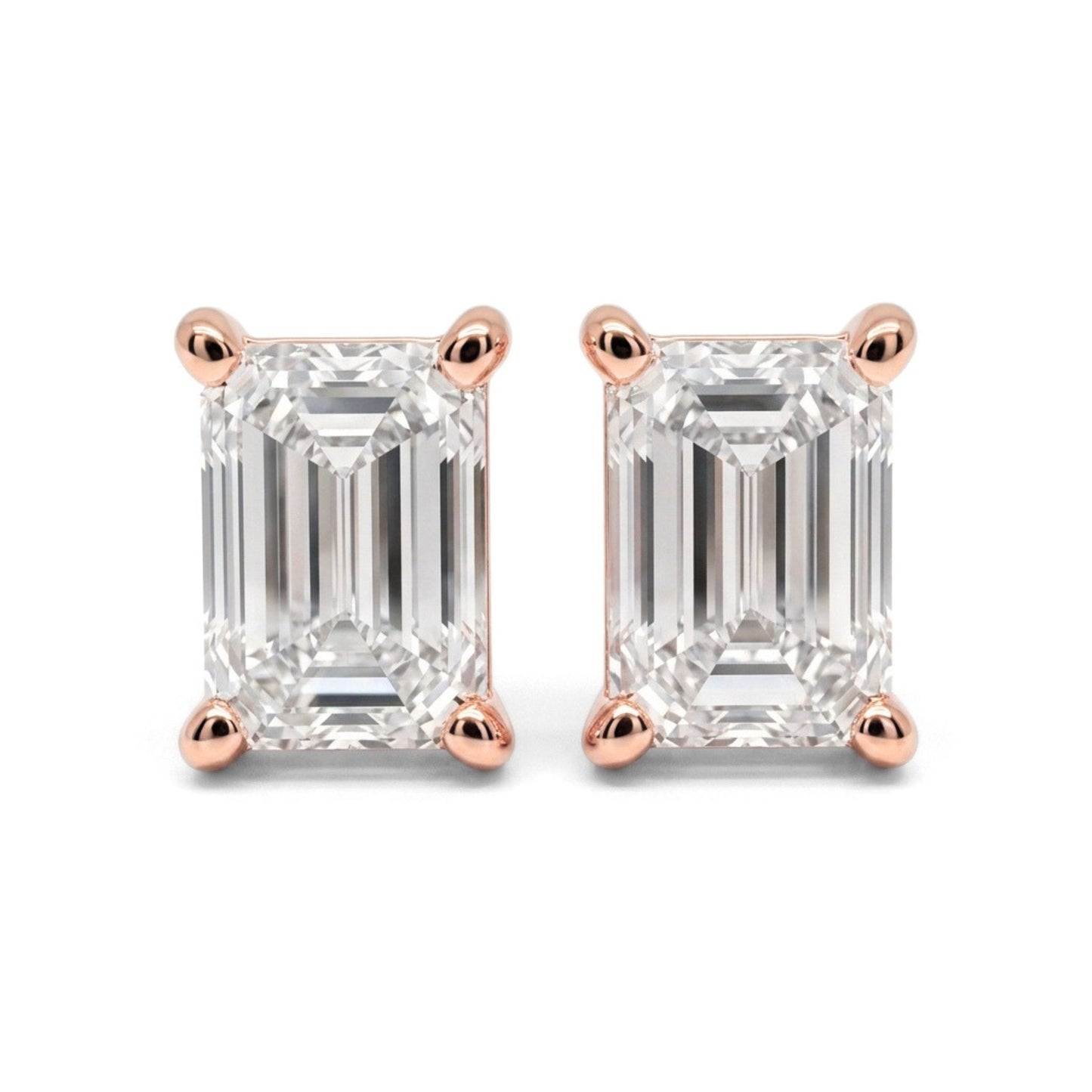 14K 1.00cttw Emerald Cut VS White Diamond Stud Earrings