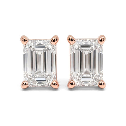 14K 1.00cttw Emerald Cut VS White Diamond Stud Earrings