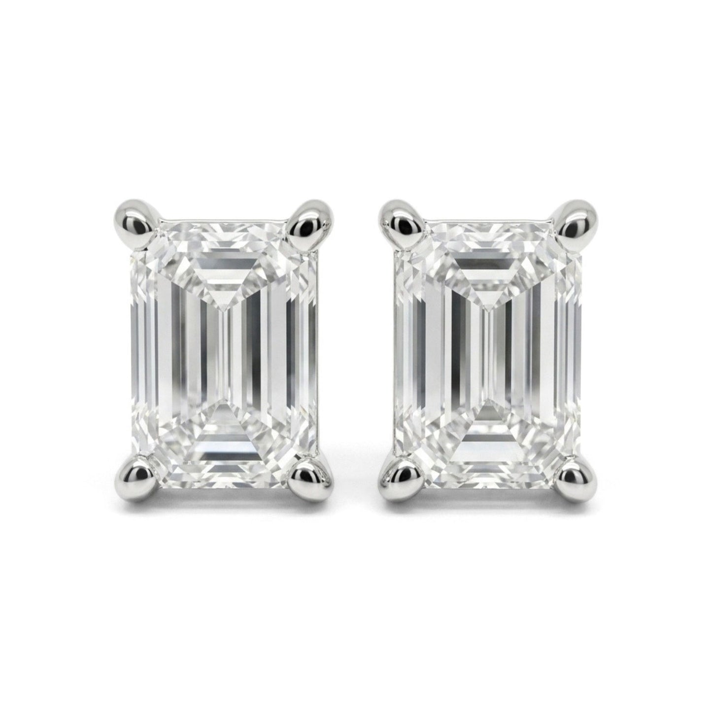14K 1.00cttw Emerald Cut VS White Diamond Stud Earrings