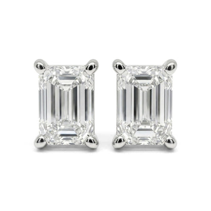 14K 1.00cttw Emerald Cut VS White Diamond Stud Earrings