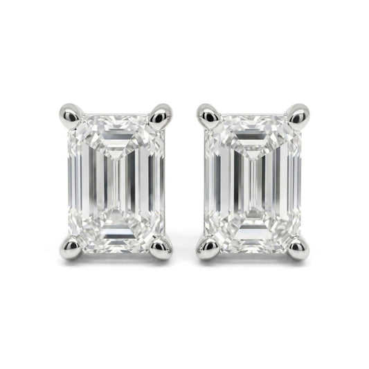 14K 1.00cttw Emerald Cut VS White Diamond Stud Earrings