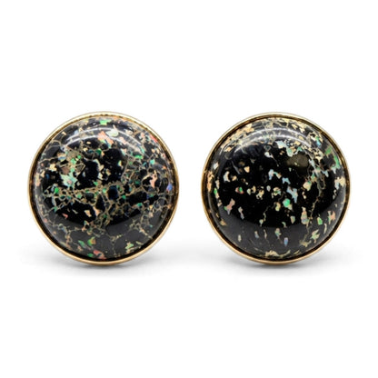14K 21.00cttw Round Leopard Opal Stud Earrings