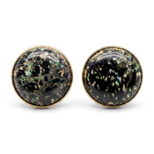 14K 21.00cttw Round Leopard Opal Stud Earrings