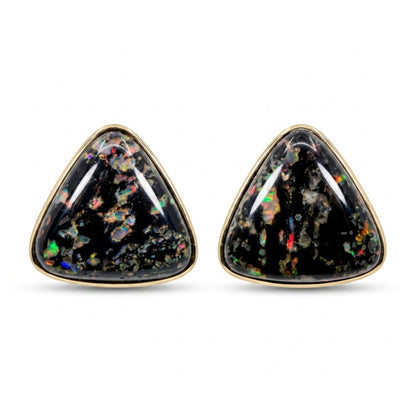 14K 17.80cttw Trilliant Leopard Opal Stud Earrings