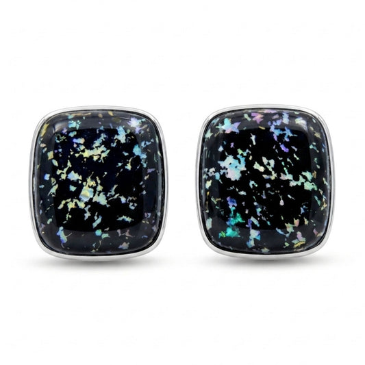 14K 25.34cttw Cushion Leopard Opal Stud Earrings