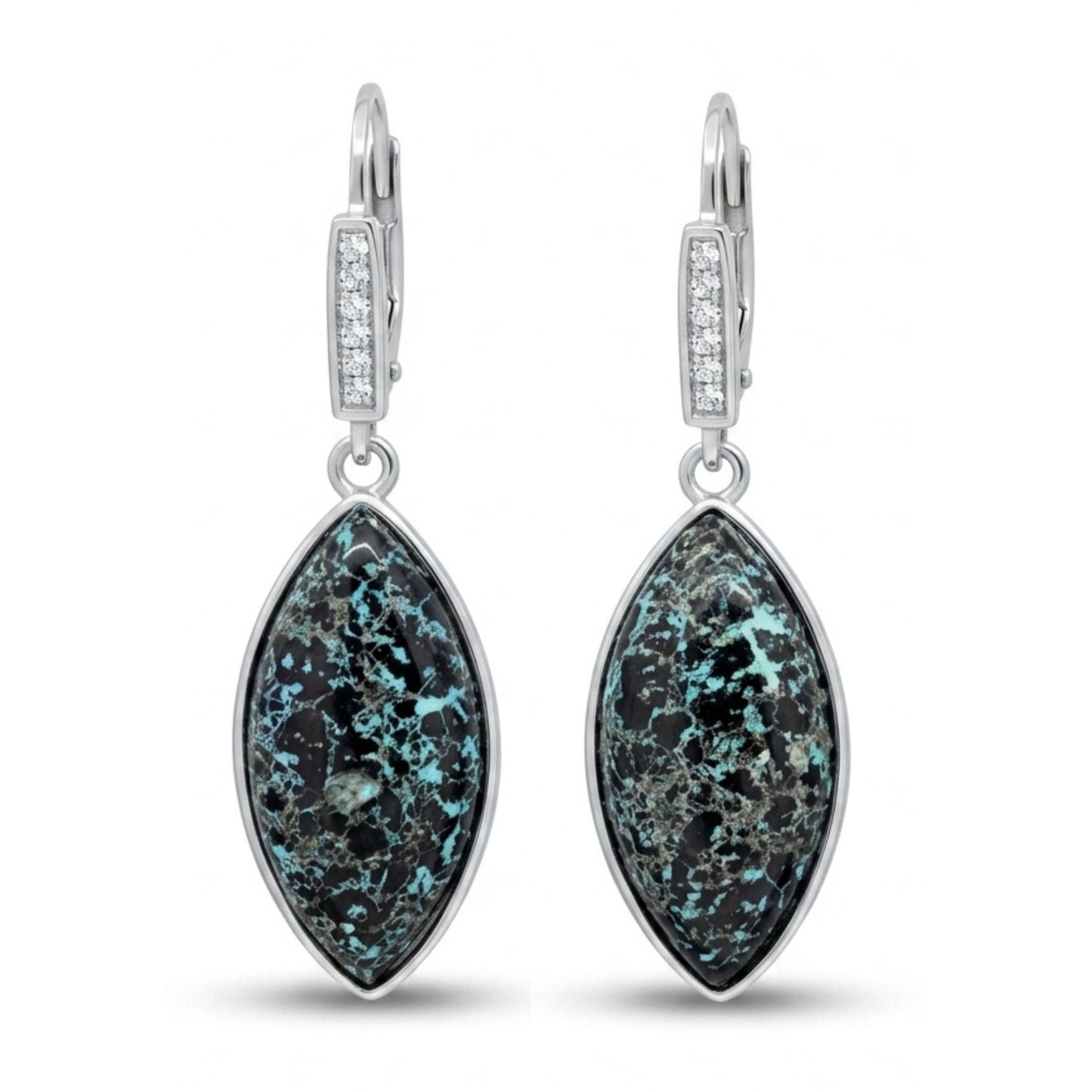 14K 8.77cttw Marquise Leopard Opal 0.07cttw VS White Diamonds Drop Earrings