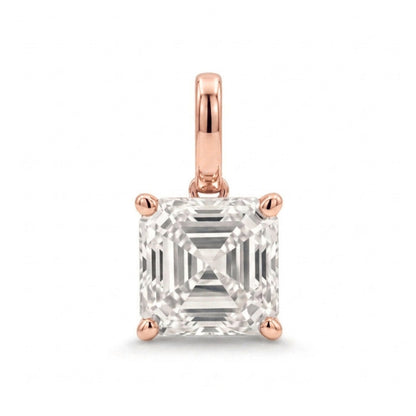 14K 1.00ct Asscher Cut VS White Diamond Solitaire Pendant