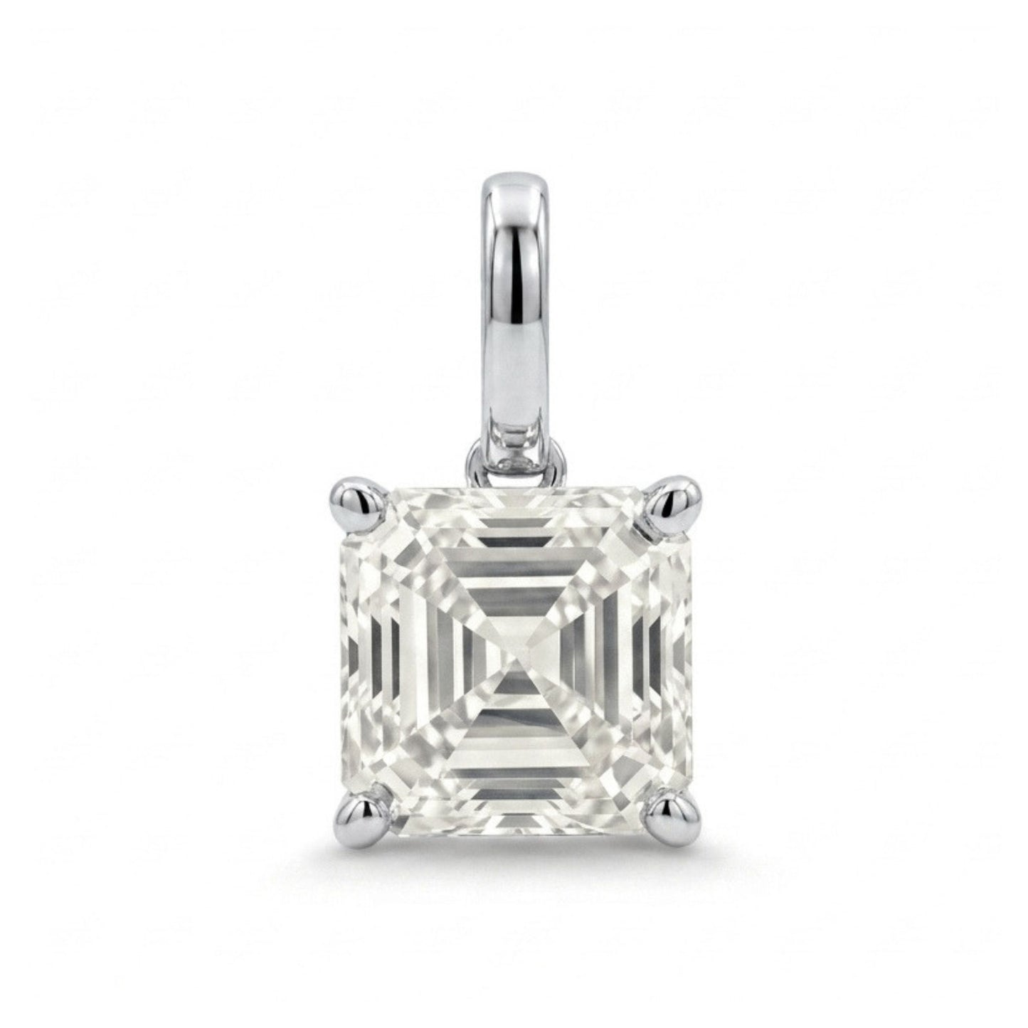 14K 1.00ct Asscher Cut VS White Diamond Solitaire Pendant