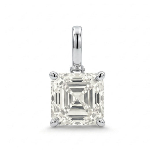 14K 1.00ct Asscher Cut VS White Diamond Solitaire Pendant