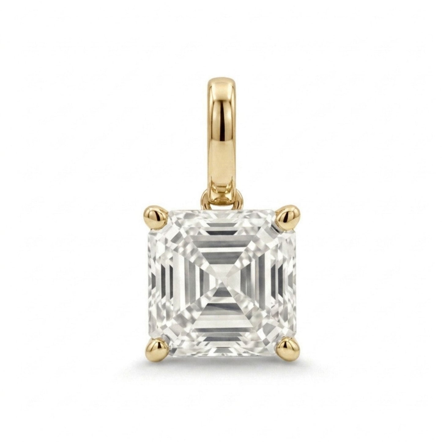 14K 1.00ct Asscher Cut VS White Diamond Solitaire Pendant