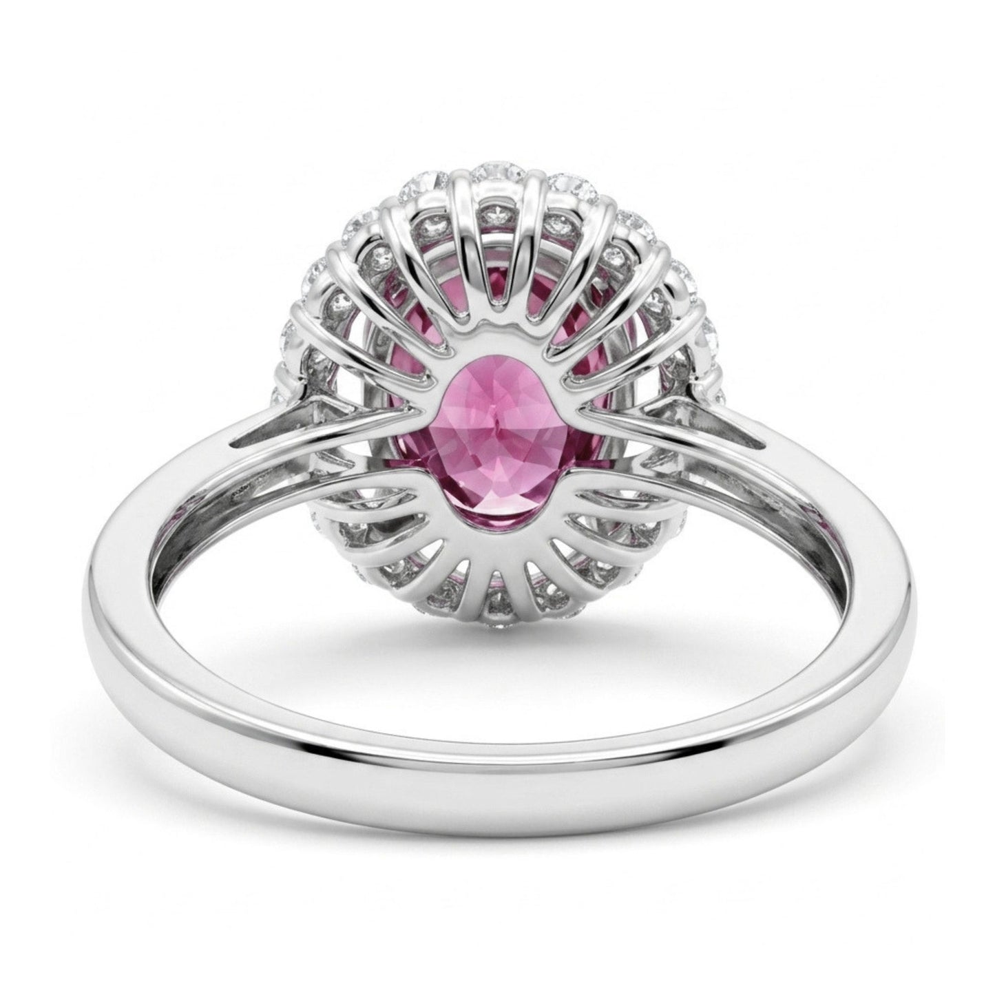 14K 4.36ct Oval Malaya Garnet 0.53cttw VS White Diamonds Ring