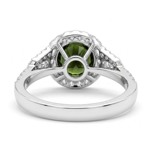 18K 2.89ct Round Color Change Sphene 0.71cttw VS White Diamonds Ring