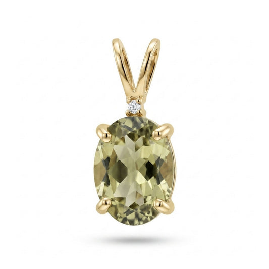 14K 1.34ct Oval Color Change Diaspore 0.01ct White Diamonds Pendant