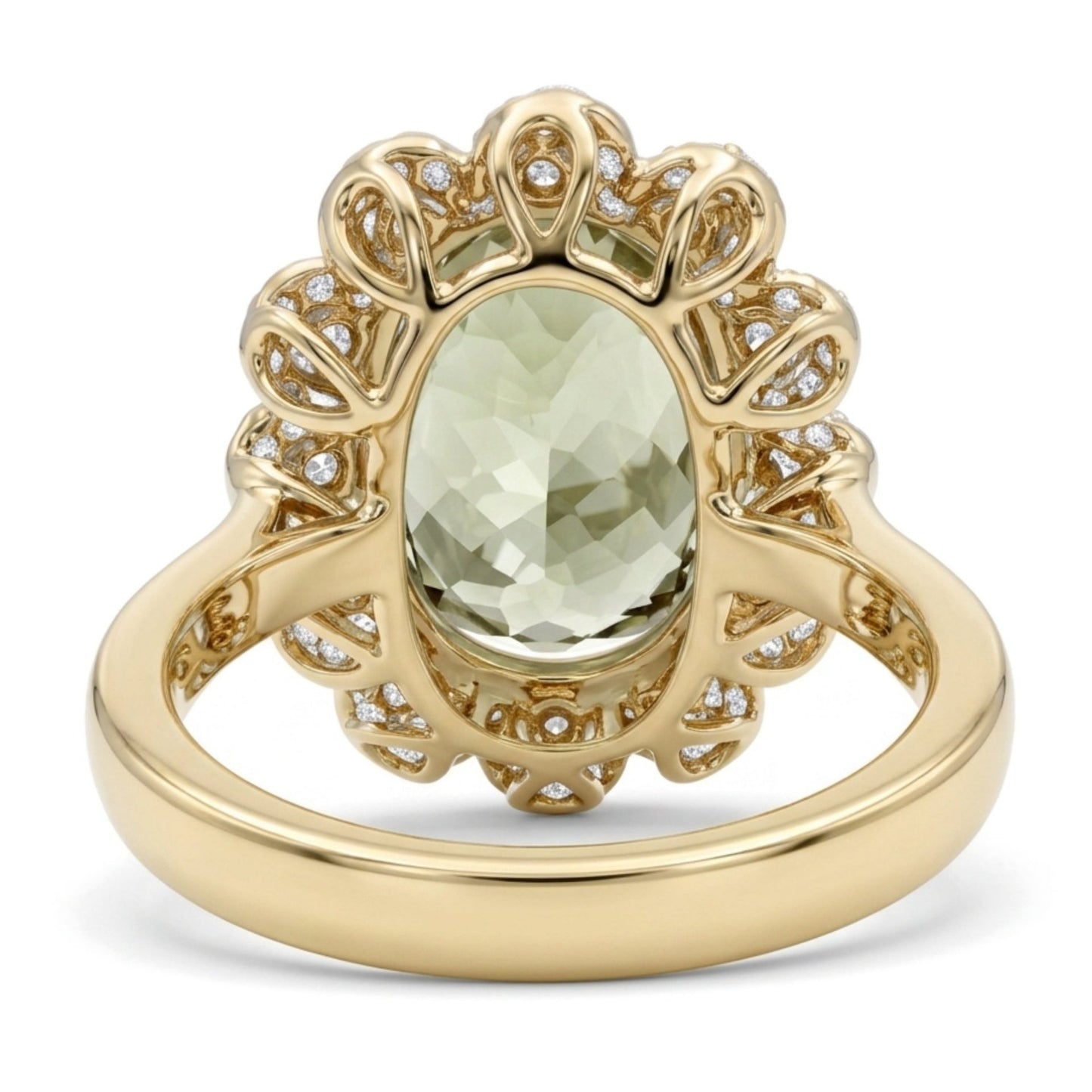 14K 8.01ct Oval Color Change Diaspore 0.84cttw VS White Diamonds Ring
