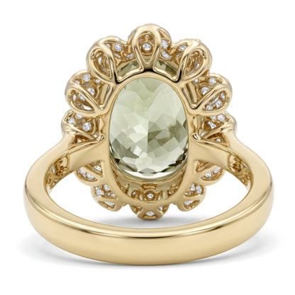 14K 8.01ct Oval Color Change Diaspore 0.84cttw VS White Diamonds Ring