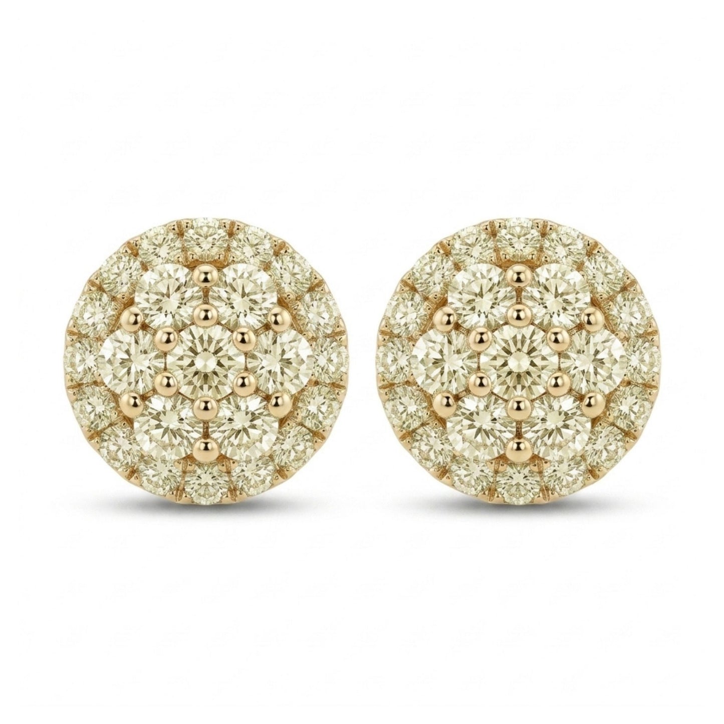 14K 2.00cttw Round VS Light Yellow Diamond Stud Earrings