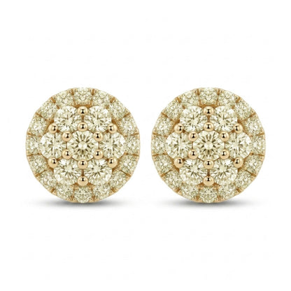 14K 2.00cttw Round VS Light Yellow Diamond Stud Earrings