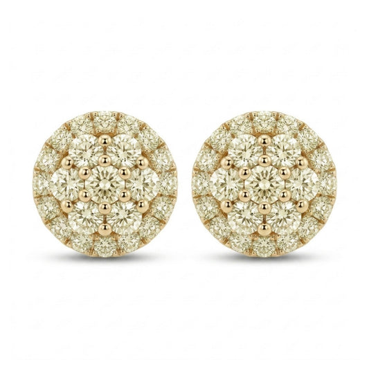14K 2.00cttw Round VS Light Yellow Diamond Stud Earrings