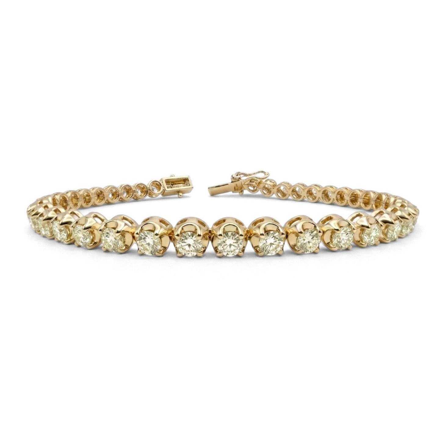 14K 3.60cttw Round VS Light Yellow Diamond Tennis Bracelet