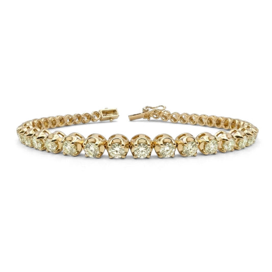 14K 3.60cttw Round VS Light Yellow Diamond Tennis Bracelet