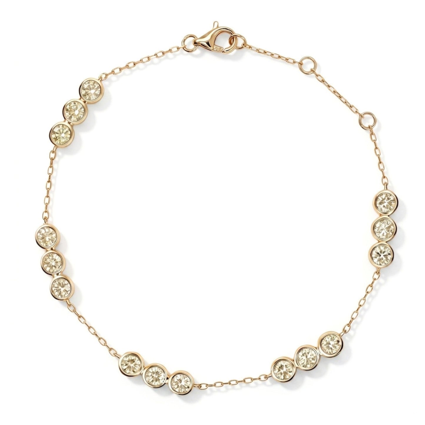 14K 2.00cttw Round VS Light Yellow Diamond Station Bracelet
