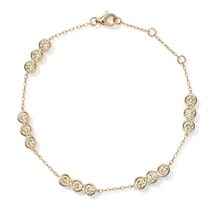 14K 2.00cttw Round VS Light Yellow Diamond Station Bracelet