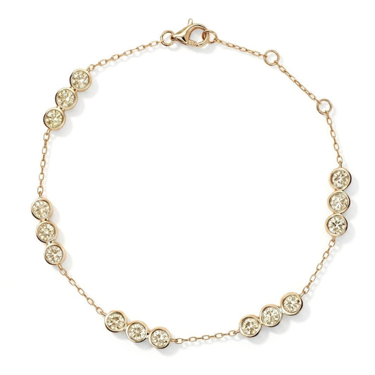 14K 2.00cttw Round VS Light Yellow Diamond Station Bracelet
