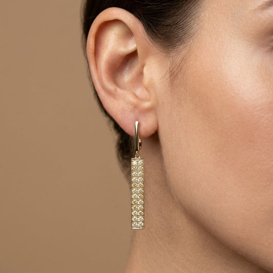 14K 2.00cttw Round VS Light Yellow Diamond Drop Earrings