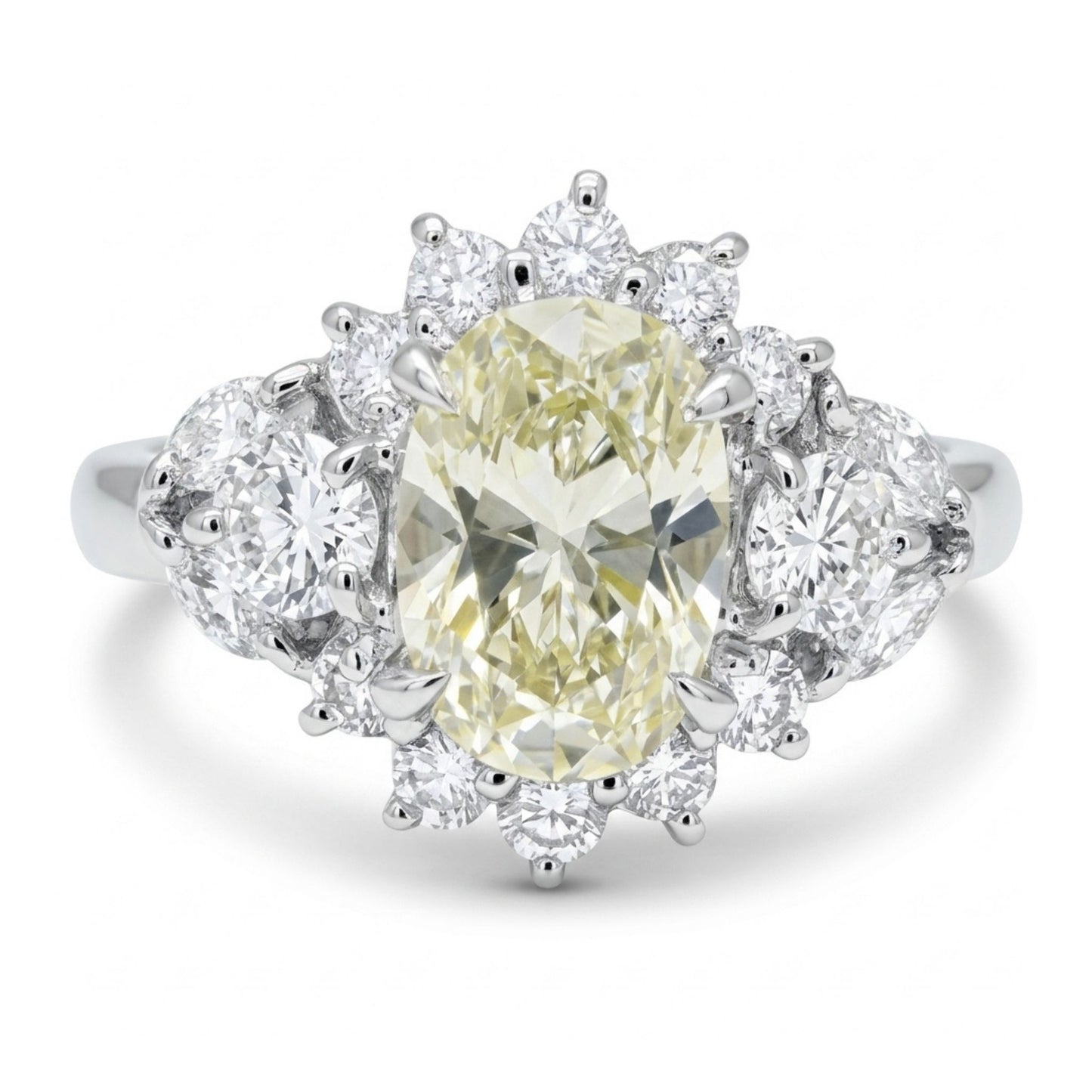 Platinum 1.05ct Oval Yellow Diamond 0.76cttw White Diamonds Ring