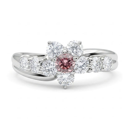 Platinum 0.07ct Round Pink Diamond 0.44cttw White Diamonds Ring