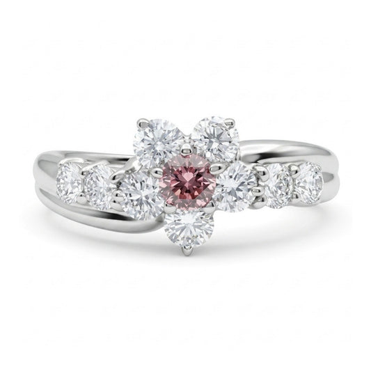 Platinum 0.07ct Round Pink Diamond 0.44cttw White Diamonds Ring