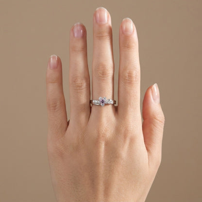 Platinum 0.07ct Round Pink Diamond 0.44cttw White Diamonds Ring