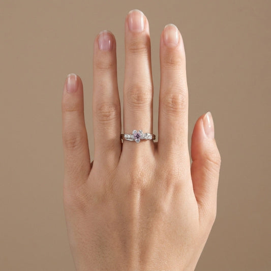 Platinum 0.07ct Round Pink Diamond 0.44cttw White Diamonds Ring