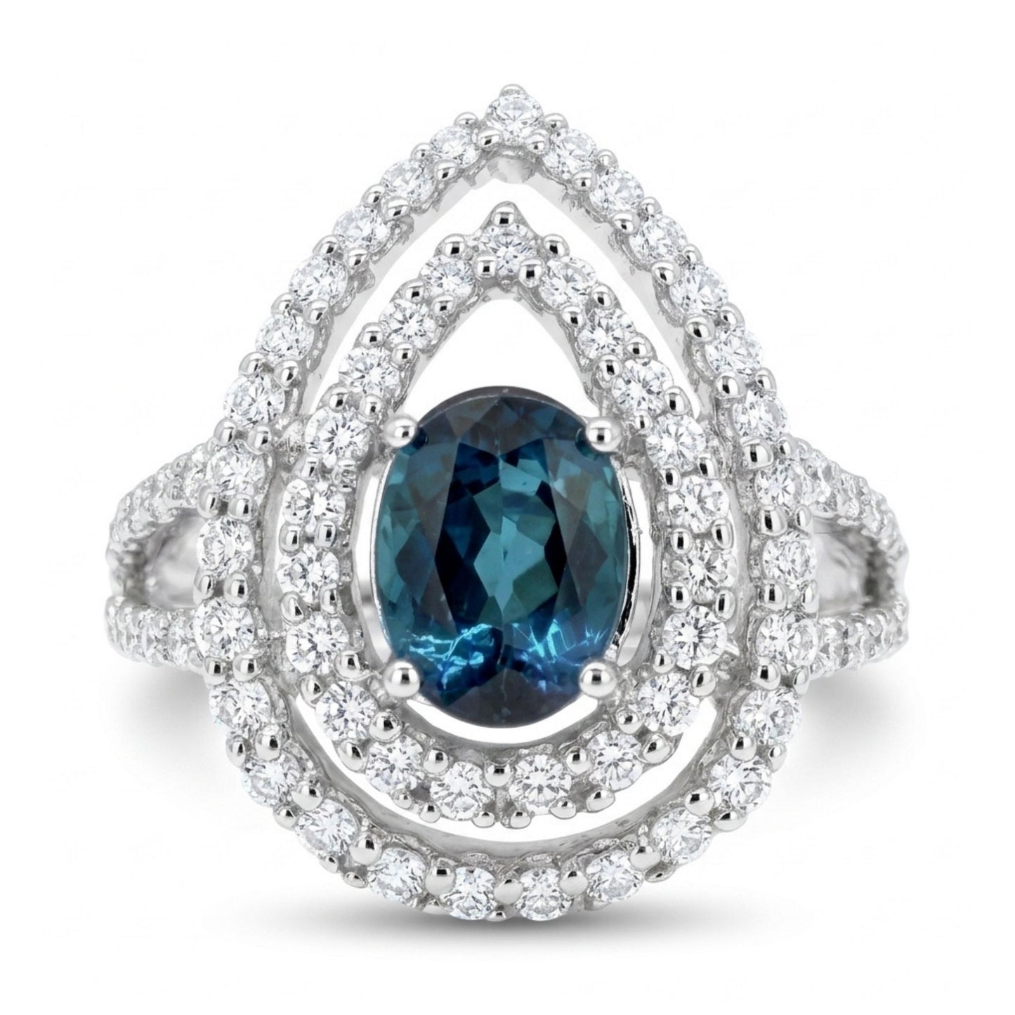 18K 0.83ct Oval Indicolite 0.75cttw White Diamonds Ring