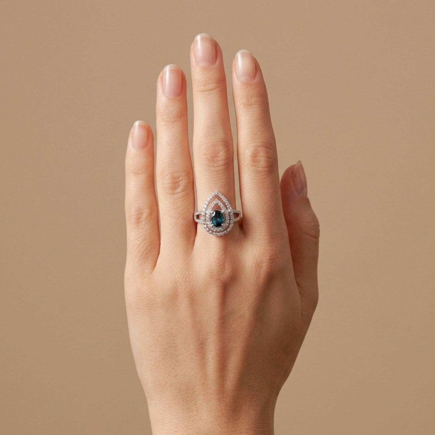 18K 0.83ct Oval Indicolite 0.75cttw White Diamonds Ring