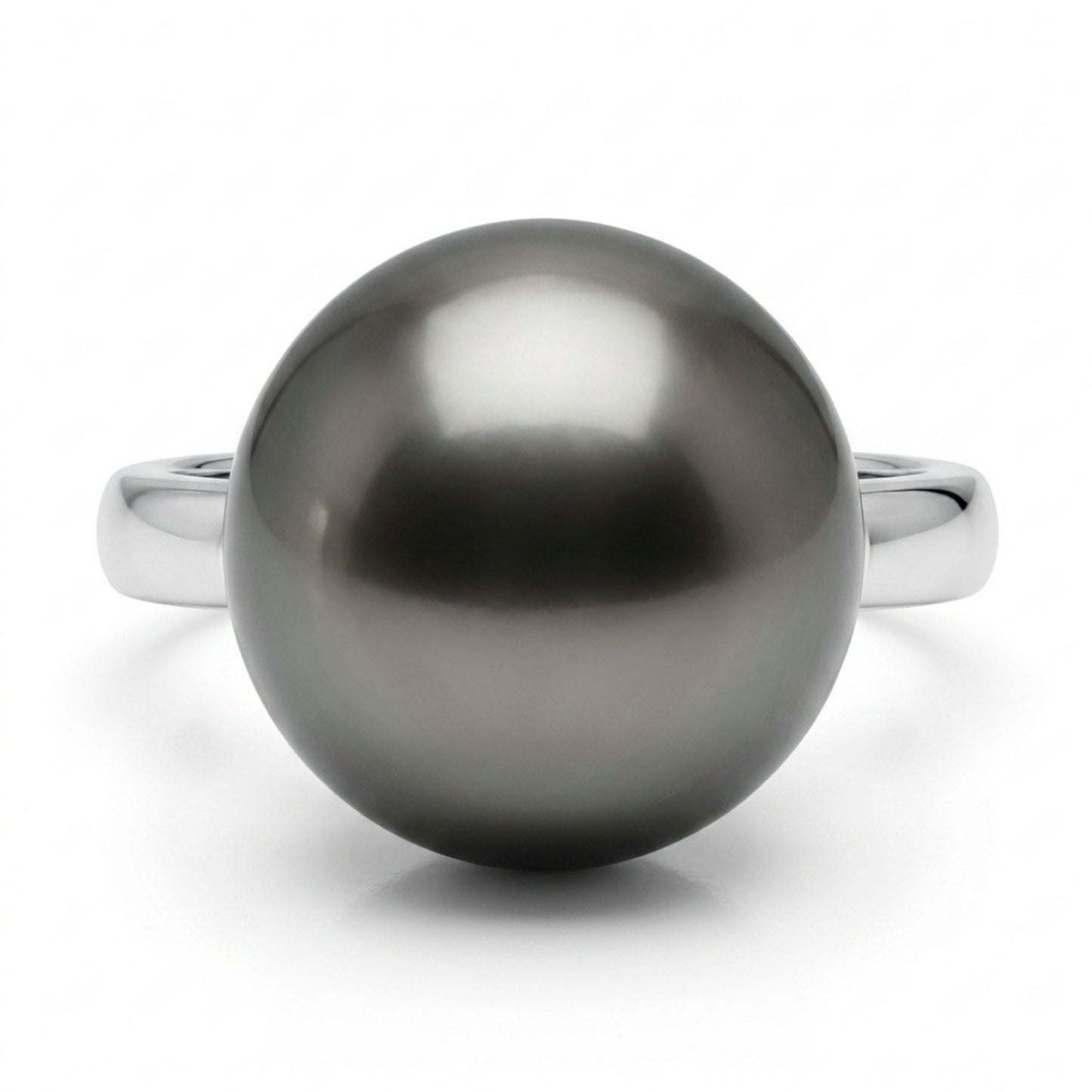 Platinum 12.5mm Tahitian Black Pearl 0.10cttw White Diamonds Ring