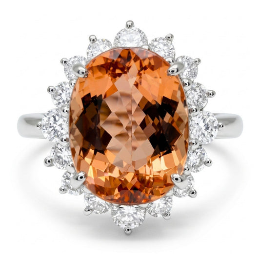 Platinum 4.51ct Oval Imperial Topaz 0.78cttw White Diamonds Ring