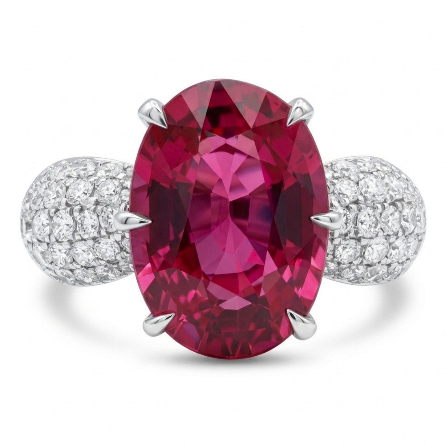 Platinum 3.79ct Oval Rubellite 0.66cttw White Diamonds Ring