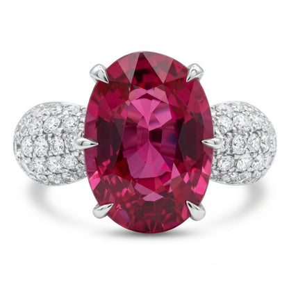 Platinum 3.79ct Oval Rubellite 0.66cttw White Diamonds Ring