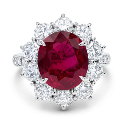 Platinum 2.12ct Oval Ruby 1.20cttw White Diamonds Ring