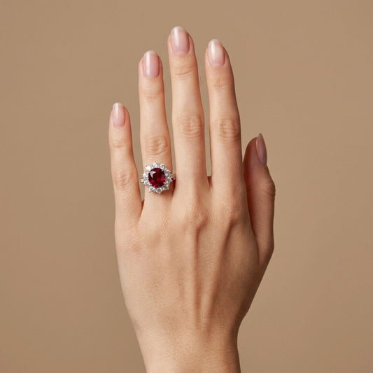 Platinum 2.12ct Oval Ruby 1.20cttw White Diamonds Ring