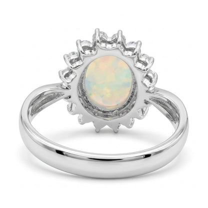 Platinum 1.29ct Oval Crystal Opal 0.53cttw White Diamonds Ring