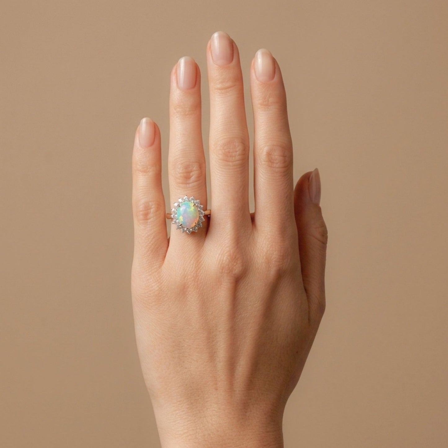 Platinum 1.29ct Oval Crystal Opal 0.53cttw White Diamonds Ring