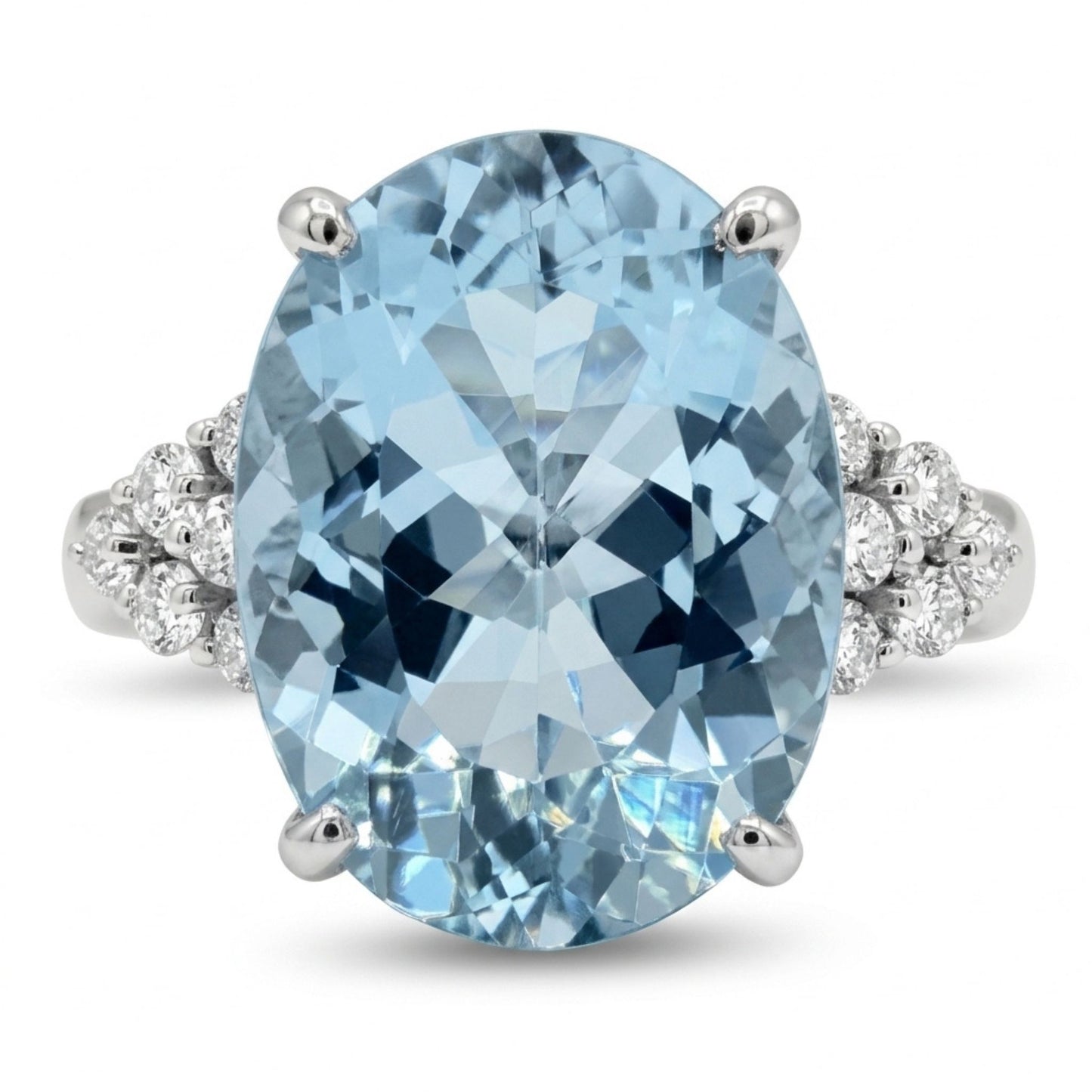 Platinum 5.59ct Oval Santa Maria Aquamarine 0.27cttw White Diamonds Ring