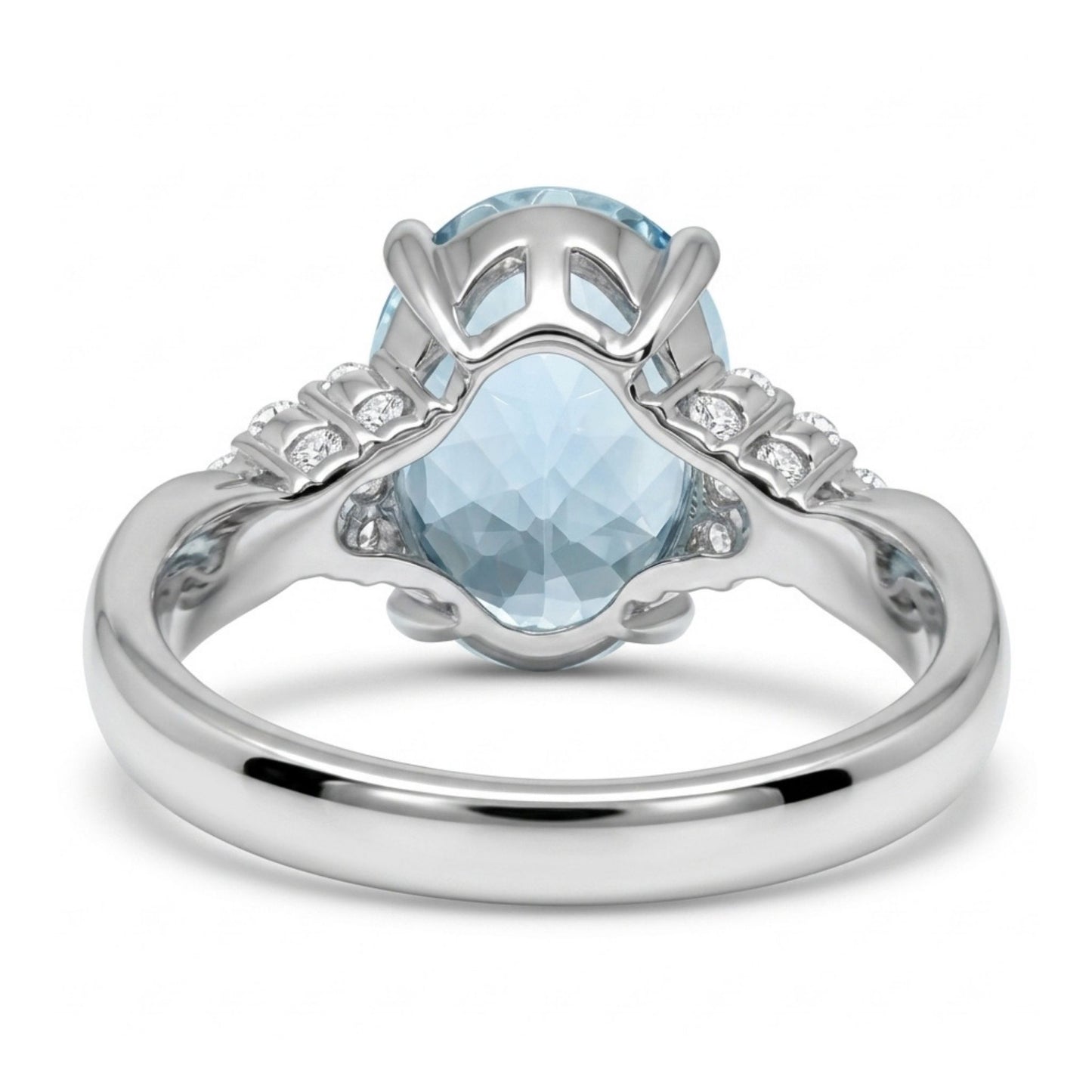 Platinum 5.59ct Oval Santa Maria Aquamarine 0.27cttw White Diamonds Ring