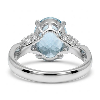 Platinum 5.59ct Oval Santa Maria Aquamarine 0.27cttw White Diamonds Ring